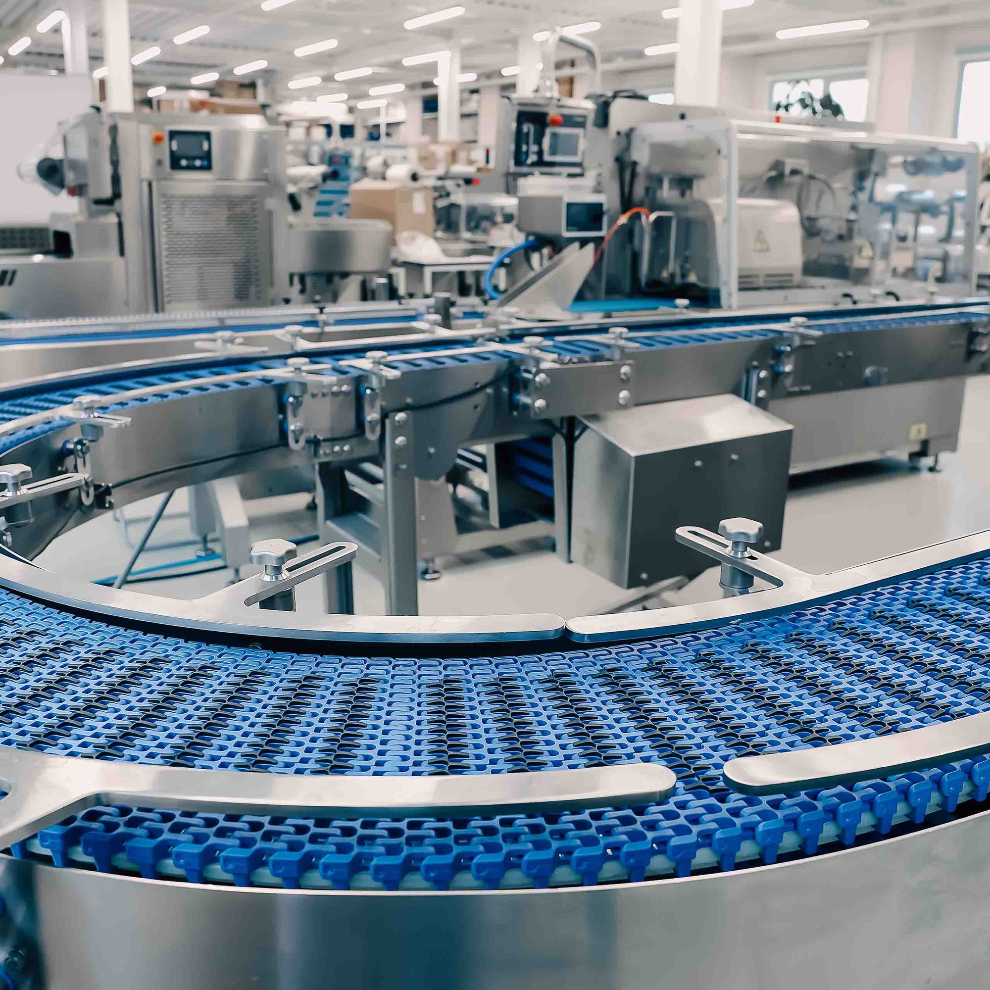 empty modern conveyor belt for production line