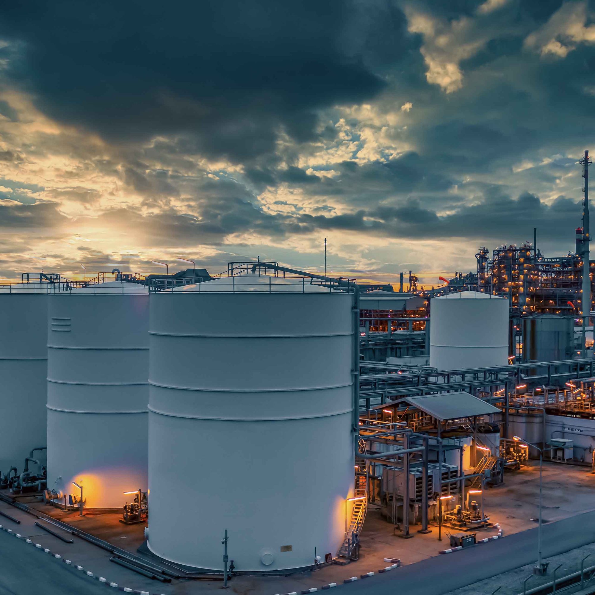 storage tank on an oil refinery