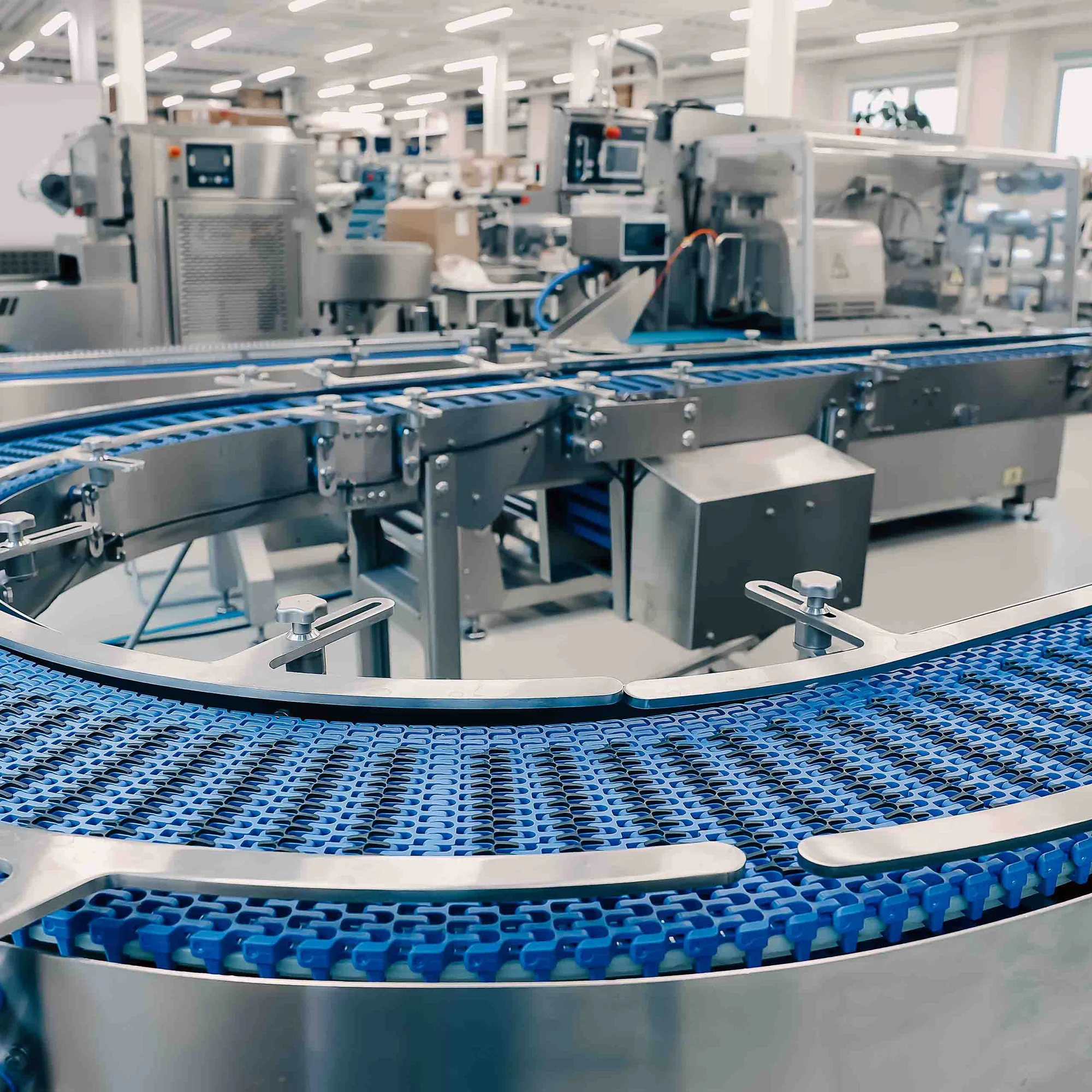 empty modern conveyor belt for production line